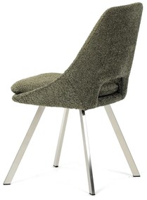 Autronic - Židle jídelní, zelená látka, kovové nohy, broušená nerez. - DCL-W1174 GRN2