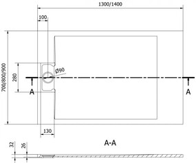 Mexen Otto, SMC obdĺžniková sprchová vanička 140 x 80 cm, čierna, 4N708014