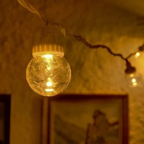 DECOLED Party osvětlení 5 m, 10 teple bílých LED, průhledné baňky, bílý kabel