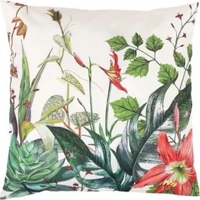 Dekoračný vankúš 45x45 cm, zelené listy, zamatový%