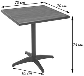 Set 2 záhradných stoličiek a stolíka HWC-J95, hliník imitácia dreva - čierna, teak