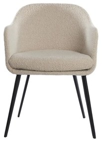 Krémovobiele čalúnené jedálenské kreslo s podrúčkami Leone – Light &amp; Living