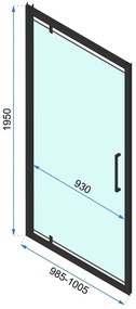 Rea Rapid Swing, 3-stenový sprchovací kút 80 (dvere) x 90 (stena) x 195 cm, 6mm číre sklo, čierny profil, KPL-009950