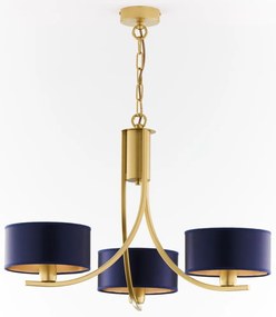 Jupiter 2093 - Luster na reťazi ARTHUR 3xE27/15W/230V modrá/zlatá