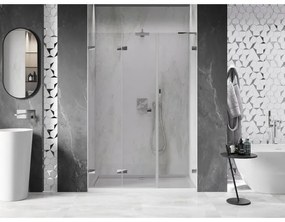 Mexen Lunar-F, L skladacie ľavé sprchové dvere 135 cm, číre sklo, chrómový profil, 836SL-135-050-01-00-L
