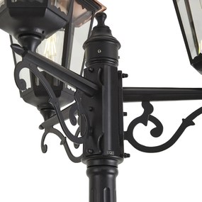 Klasická vonkajšia lampa čierna s meďou 220 cm 3-svetlá IP44 - Havana