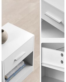 Súprava nočných stolíkov E1081 WT, biela, 2 ks