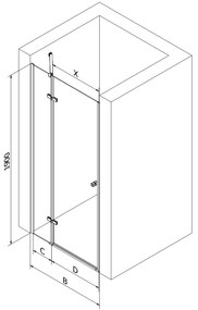 Mexen Roma, sprchové dvere do otvoru 110 x 190 cm, 6mm šedé sklo, chrómový profil, 854-110-000-01-40