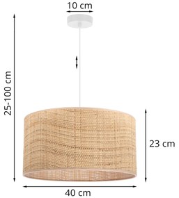 Závesné svietidlo Rattan, 1x ratanové tienidlo, (fi 40cm), w