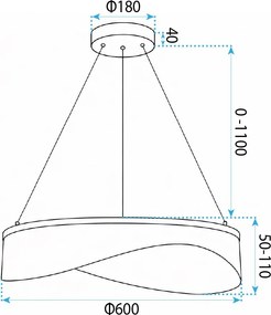 Toolight Rea, ZÁVESNÁ STROPNÁ LAMPA G145-CP 60 GOLD, OSW-04701