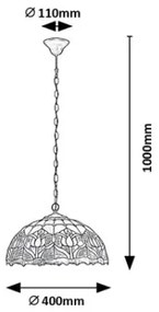 Brilagi - Tiffany vitrážový luster na reťazi LORAS 2xE27/60W/230V