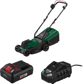 Parkside®  Aku kosačka na trávu 20 V Parm 20 A1 + Smart akumulátor 20 V/4 Ah + Rýchlonabíjačka akumulátora 20 V/4,5 A  (800012836)