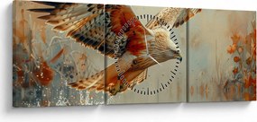 Obraz - Dravý vták (s hodinami) (90x30 cm)