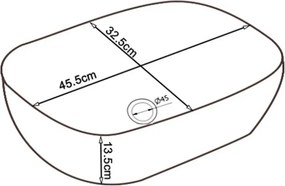 BPS-koupelny Keramické umývadlo na dosku HYD-MO-WH-MOD1-455 45,5x32,5 cm, biele/zlato-strieborný dekor