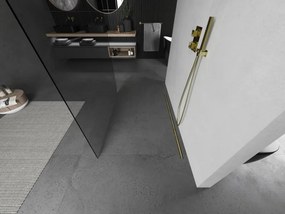Mexen Kioto, sprchová zástena Walk-In 155 x 200 cm, 8mm číre sklo, zlatý matný profil, 800-155-002-55-00