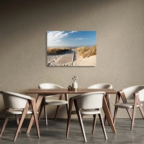 Sklenený obraz - Piesočná pláž na ostrove Langeoog, Nemecko (70x50 cm)