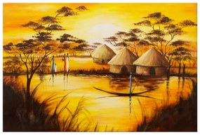 Gario Ručne maľovaný obraz Africká dedina Rozmery: 120 x 80 cm