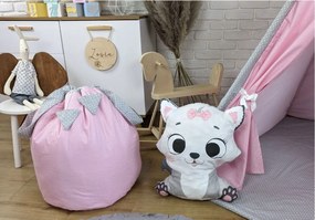 Detský kôš na hračky ANIMALS - RUŽOVÁ PARTIČKA - ružový/sivý