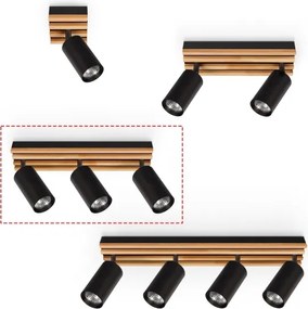 Brilagi - Bodové svietidlo SELE WOOD 3xGU10/30W/230V čierna/drevo