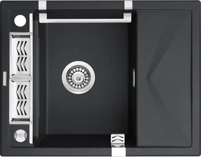 Deante Magnetic, granitový drez na dosku 640x500x219 mm Z/KO, 3,5" + priestorovo úsporný sifón, 1-komorový, grafitová metalíza, ZRM_G11A