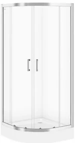 Cersanit Basic+Tako, štvrťkruhový sprchový kút 80x80x185 cm + sprchová vanička 80x16cm, biela, S601-117