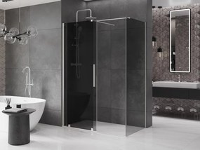 Mexen Velar, sprchový kút s posuvnými dverami 160 x 90 cm, 8mm šedé sklo, brúsená oceľ, 871-160-090-41-97