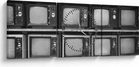 Obraz - Retro televízie (s hodinami) (90x30 cm)