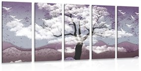 5-dielny obraz strom zaliaty oblakmi - 200x100
