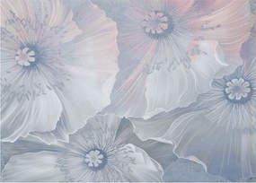 Obraz - Modré kvety na stene (70x50 cm)