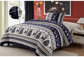 Obliečky mikroplyš WINTER DEER VELVET modré