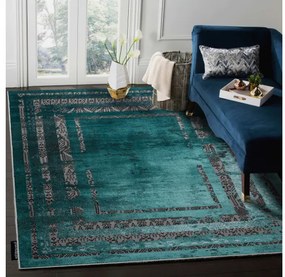 Moderný koberec DE LUXE 1516 Rám vintage - Štrukturálny zelená / antracit Veľkosť: 140x190 cm