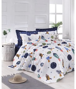 Biely bavlnený detský pléd 140x200 cm Spacex – Mijolnir