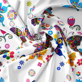 Obliečka na vankúš z mikrovlákna FAREBNÝ MOTÝĽ 50x70 cm, biela