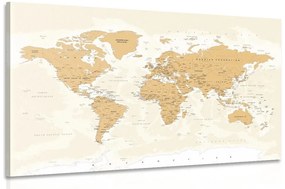 Obraz mapa sveta s vintage nádychom - 90x60