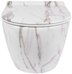 Rea CARLOS Aiax - závesná WC misa Rimless 49x37 s pomaly-padajúcim sedátkom, biela, REA-C6385
