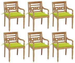 Batavia stoličky s podložkami 6 ks tíkový masív 3073333
