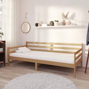 Denná posteľ s matracom 90x200 cm hnedá borovicový masív