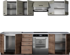 Kuchynská linka Rachel 260 cm akácia škoricová/dub Navara/wenge