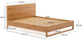Dvojlôžková posteľ z dubového dreva s roštom 160x200 cm v prírodnej farbe Alguema – Kave Home