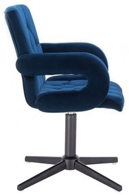 LuxuryForm DESIGN Stolička BOSTON VELUR na čiernom kríži - modrá