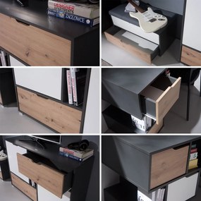 Nábytok pre mládež Monako II, Farby: Grafit + Dub artisan + Biela