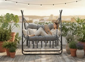 Dvoumístná zahradní houpačka se stojanem Hudson antracitová