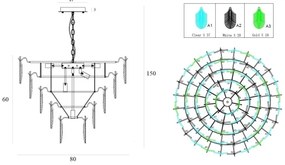 MAXLIGHT P0418 - Luster na reťazi ARWENA 15xE14/40W/230V pr. 80 cm zlatá