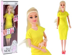 Lean Toys Tehotná bábika – žlté šaty