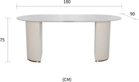 Jedálenský stôl Modig 180 cm eko koža ecru/mramor