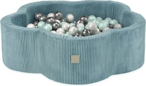 Suchý bazén kvietok – modrý menčester 95×30 cm + 200 guličiek