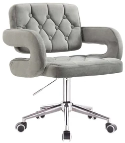 LuxuryForm DESIGN Kreslo ADRIA VELUR na striebornej podstave s kolieskami - šedé