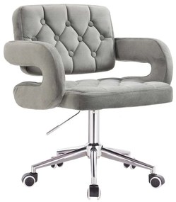 LuxuryForm DESIGN Kreslo ADRIA VELUR na striebornej podstave s kolieskami - šedé