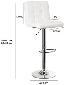 Biele barové stoličky s nastaviteľnou výškou z imitácie kože v súprave 2 ks (výška sedadla 93 cm) – Casa Selección