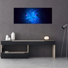 Moderný obraz modrej abstrakcie (120x50 cm)